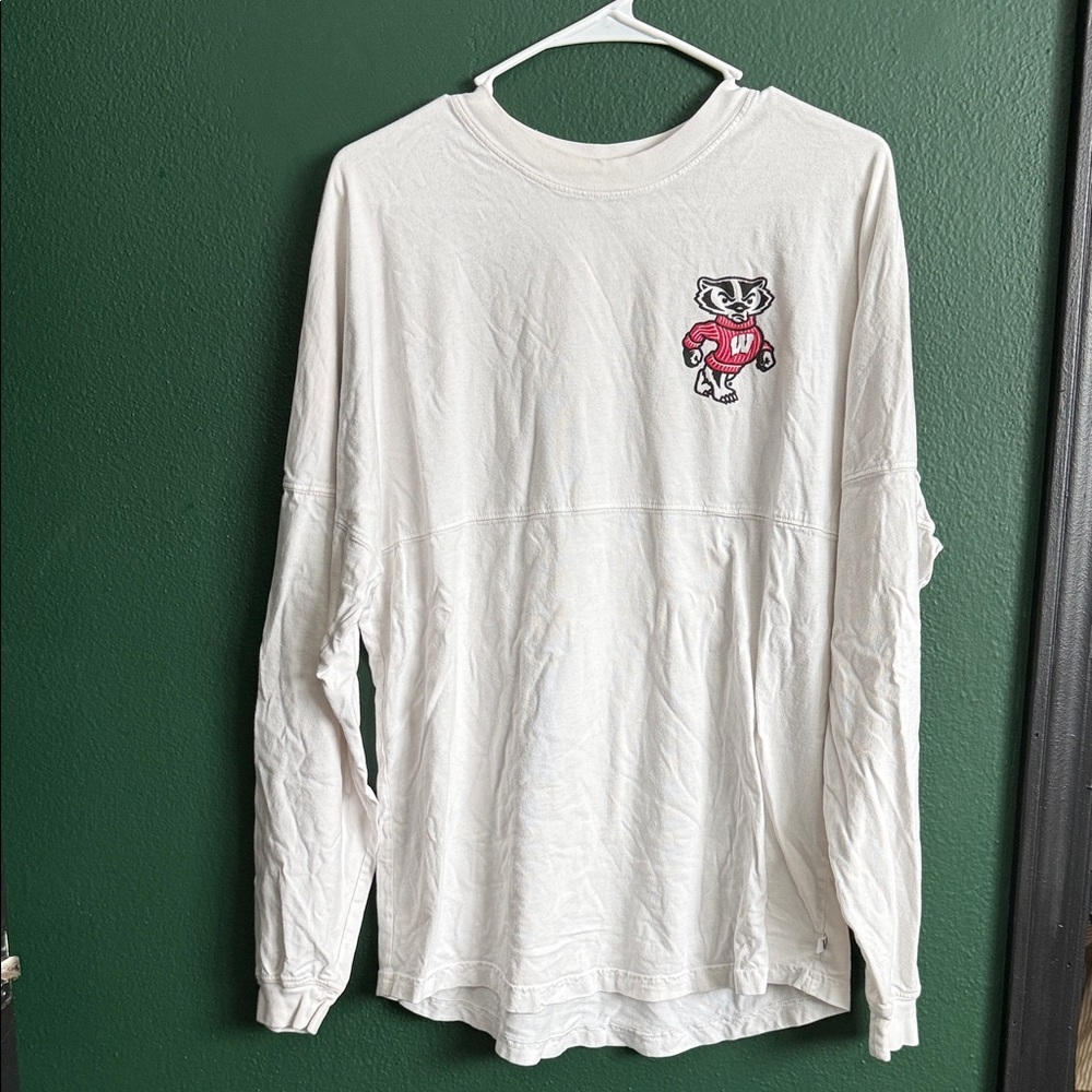 White Long Sleeve Shirt with Printed Logo